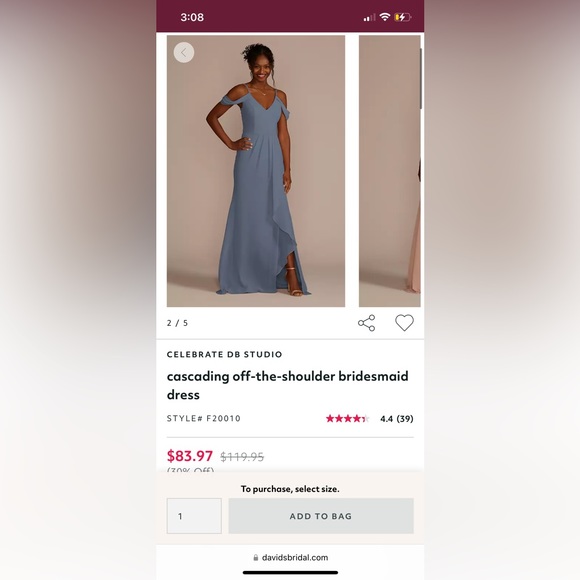David's Bridal Dresses & Skirts - Steel Blue David’s Bridal Dress